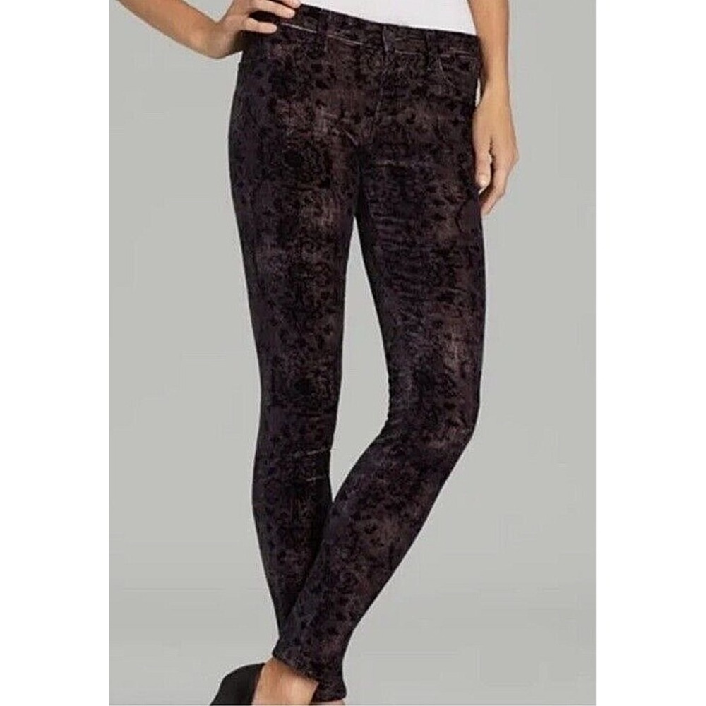 J Brand Jeans 25 Mirage Brocade Corduroy Skinny Mid Rise Stretch Dark Academia